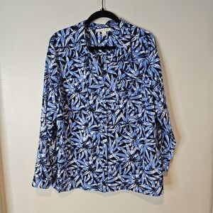 Studio Works Blue and Black Patterned Casual Shirt
